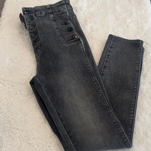 J Brand High-Rise Black Wash Button-Detail Jeans